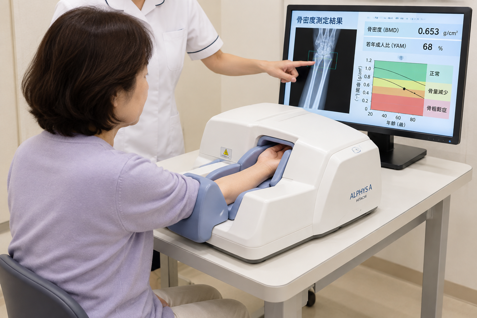 骨密度を測定している様子